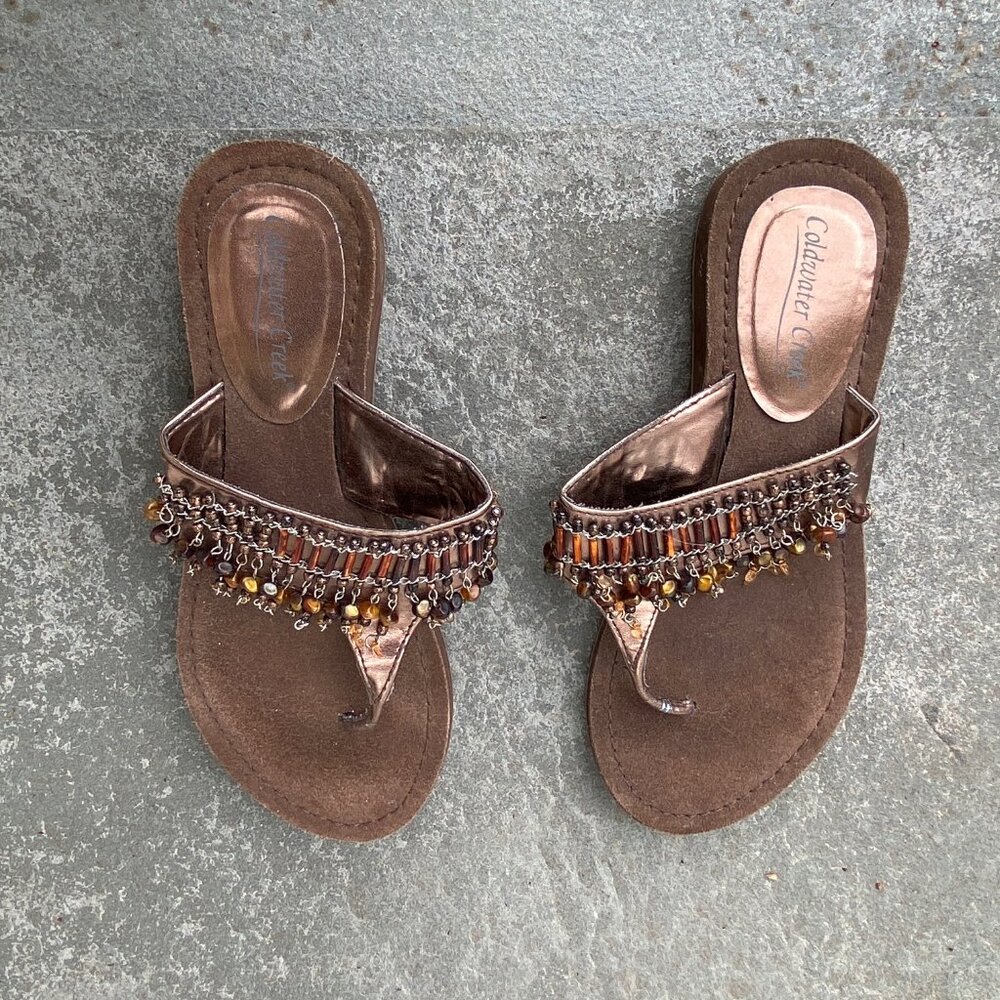 Like new! Pretty beaded Coldwater Creek flip flop sandals
